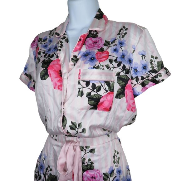 Victoria's Secret Pink Floral Satin Short Sleeve Romper Pajamas XS New Old Stock - Picture 3 of 13